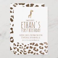 Giraffe minime Thème Anniversaire Invitation