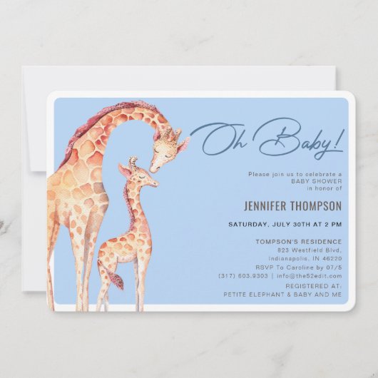 Giraffe moderne Safari Boy Baby shower Invitation (Devant)
