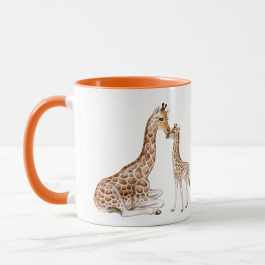 Giraffe Moeder Baby Waterverf Mok (Links)