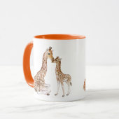 Giraffe Moeder Baby Waterverf Mok (Voorkant links)