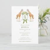 Giraffe Monogram Baby shower Uitnodiging (Staand voorkant)