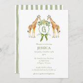Giraffe Monogram Baby shower Uitnodiging (Voorkant / Achterkant)
