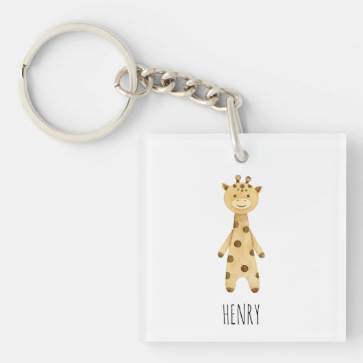 Giraffe monogram. Leuk modern Sleutelhanger (voorkant)