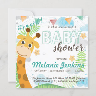 Giraffe mooi helder Baby shower Kaart
