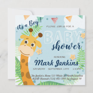 Giraffe, mooie kleine babyjongen kaart