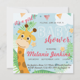 Giraffe mooie leuke Baby shower Kaart