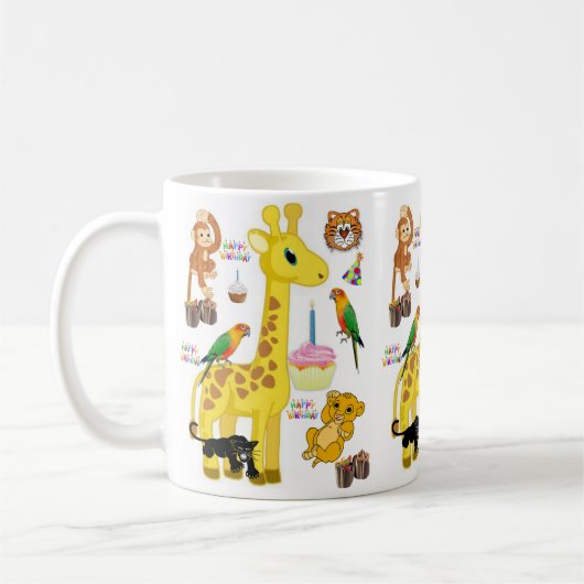 Giraffe Mug Joyeux Anniversaire Mug (Gauche)