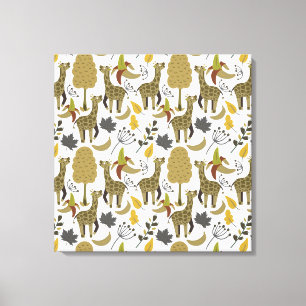 Giraffe naadloos gele patroon canvas afdruk