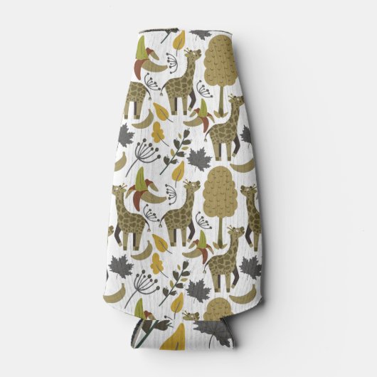 Giraffe naadloos gele patroon flesjeskoeler (Voorkant)