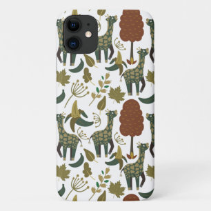 Giraffe naadloos patroon   kleurig bloempatroon iPhone 11 hoesje
