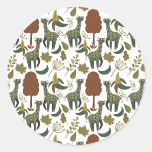 Giraffe naadloos patroon kleurig bloempatroon ronde sticker