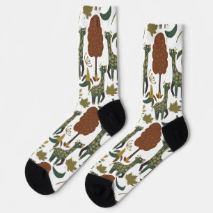 Giraffe naadloos patroon   kleurig bloempatroon sokken