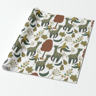 Giraffe naadloos patroon   kleurrijk bloemmotief cadeaupapier