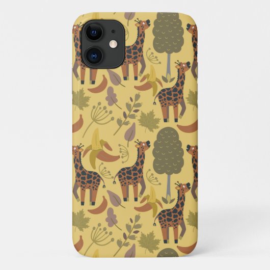 Giraffe naadloze gele ondergrond patroon Case-Mate iPhone case (Achterkant)