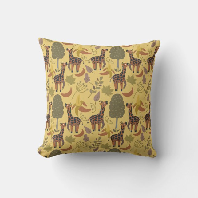 Giraffe naadloze gele ondergrond patroon kussen (Voorkant)