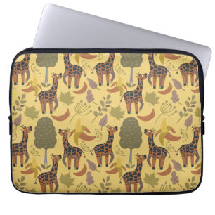Giraffe naadloze gele ondergrond patroon laptop sleeve