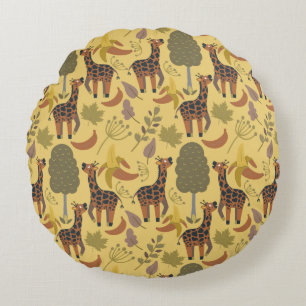 Giraffe naadloze gele ondergrond patroon rond kussen