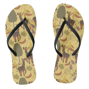 Giraffe naadloze gele ondergrond patroon teenslippers
