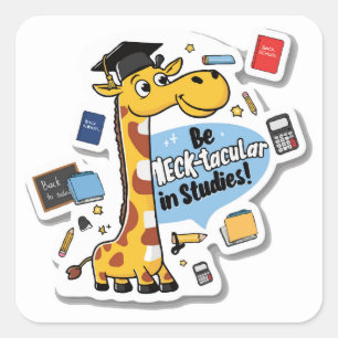 Giraffe 'Neck-tacular' Pun Die-Cut Motivatie Vierkante Sticker
