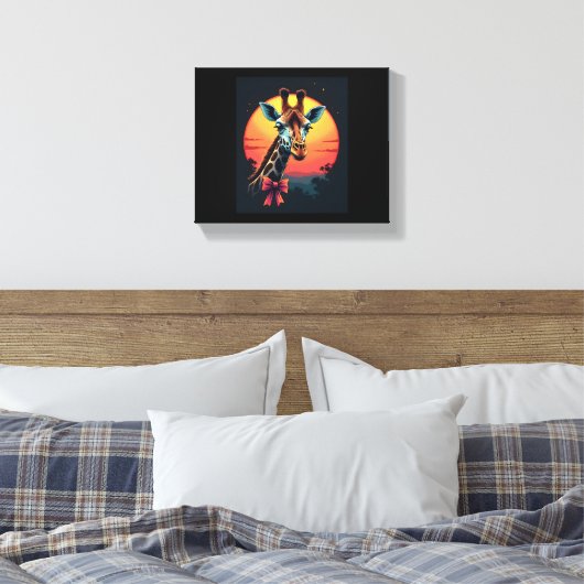 Giraffe nek als een rollercoaster Run Funny Retro Canvas Afdruk (Insitu (Slaapkamer))