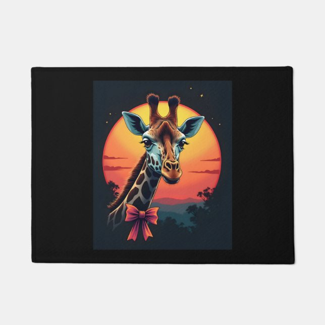 Giraffe nek als een rollercoaster Run Funny Retro Deurmat (Voorkant)