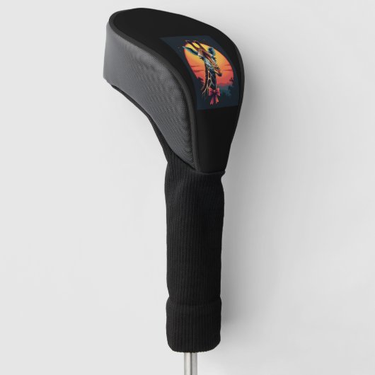 Giraffe nek als een rollercoaster Run Funny Retro Golfheadcover (Schuin)