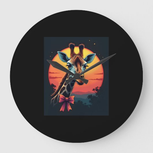 Giraffe nek als een rollercoaster Run Funny Retro Grote Klok (Voorkant)