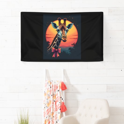 Giraffe nek als een rollercoaster Run Funny Retro Spandoek (Insitu)