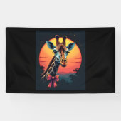 Giraffe nek als een rollercoaster Run Funny Retro Spandoek (Horizontaal)