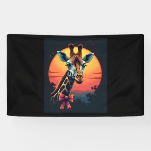 Giraffe nek als een rollercoaster Run Funny Retro Spandoek