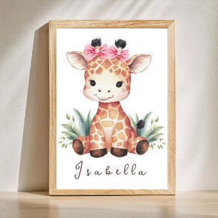 Giraffe Nursery Poster - Safari Wall Art voor meis