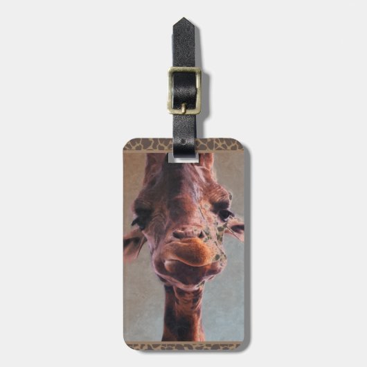 Giraffe olieverf bagagelabel (Voorkant verticaal)