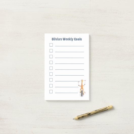Giraffe on a Unicycle Kid Goals Post-It Notes (Op bureau)