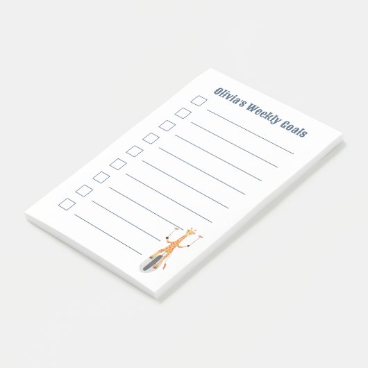 Giraffe on a Unicycle Kid Goals Post-It Notes (Incliné)