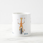Giraffe on a Unicycle Kid Mug with Name (Centre)