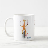 Giraffe on a Unicycle Kid Mug with Name (Gauche)