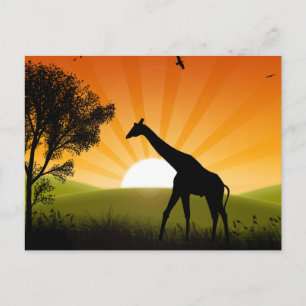 Giraffe onderweg briefkaart