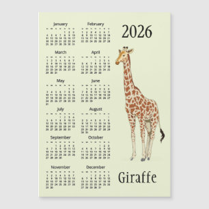 Giraffe ontwerp 2026 kalender magnetische kaart