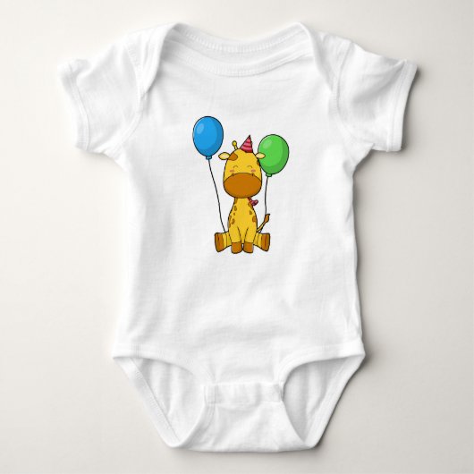 Giraffe op Birthday met ballonnen Romper (Voorkant)