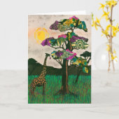 Giraffe op de Planes van Afrika Kaart (Gele Bloem)