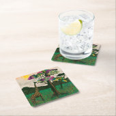 Giraffe op de Planes van Afrika Vierkante Kartonnen Onderzetter (Insitu)