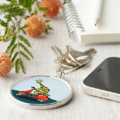 Giraffe op een  scooter sleutelhanger (Zijkant)