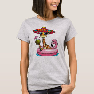 Giraffe Op Flamingo Vlot T-shirt