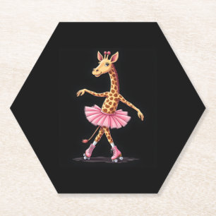 Giraffe op roller Schaatsen in roze tutu Tanktop Kartonnen Onderzetters