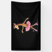Giraffe op roller Schaatsen in roze tutu Tanktop Spandoek (Verticaal)