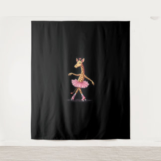 Giraffe op roller Schaatsen in roze tutu Tanktop Wandkleed