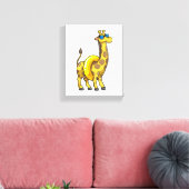 Giraffe op strand met draaiende ring en zonnebril canvas afdruk (Insitu (Woonkamer))