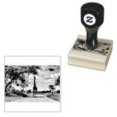 Giraffe op weg 	rubberstempel (Gestempeld)