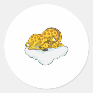 Giraffe op wolken ronde sticker