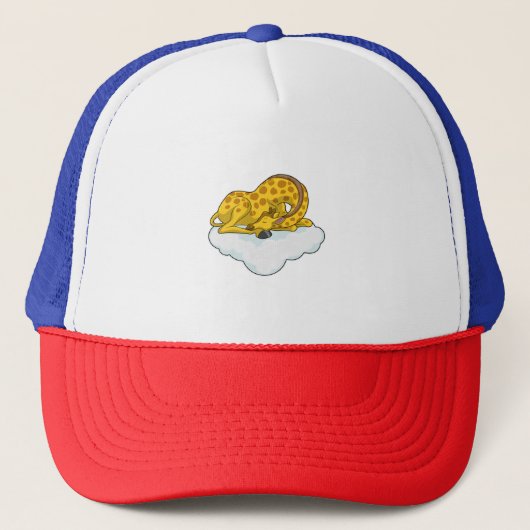 Giraffe op wolken trucker pet (Voorkant)